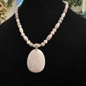 JAY KING SILVER LACE AGATE BEADED NECKLACE W/ Matching ENHANCER PENDANT